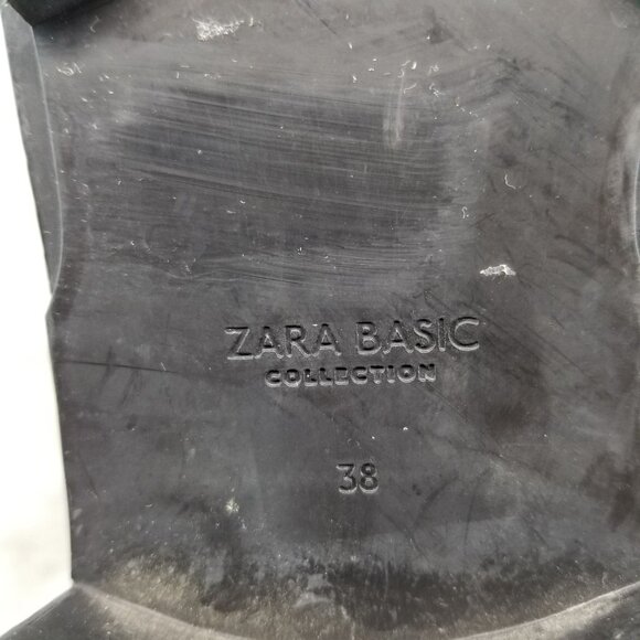 Zara Basic Shoes Womens EU 38 US 7 Black Leather Zip Gold Combat Boots *Read* - Picture 9 of 11